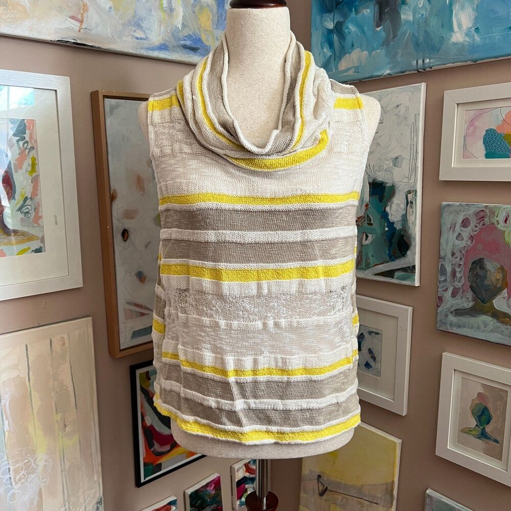 Dolan Left Coast Collection Anthropologie Striped Sleeveless Cowl Neck Top S